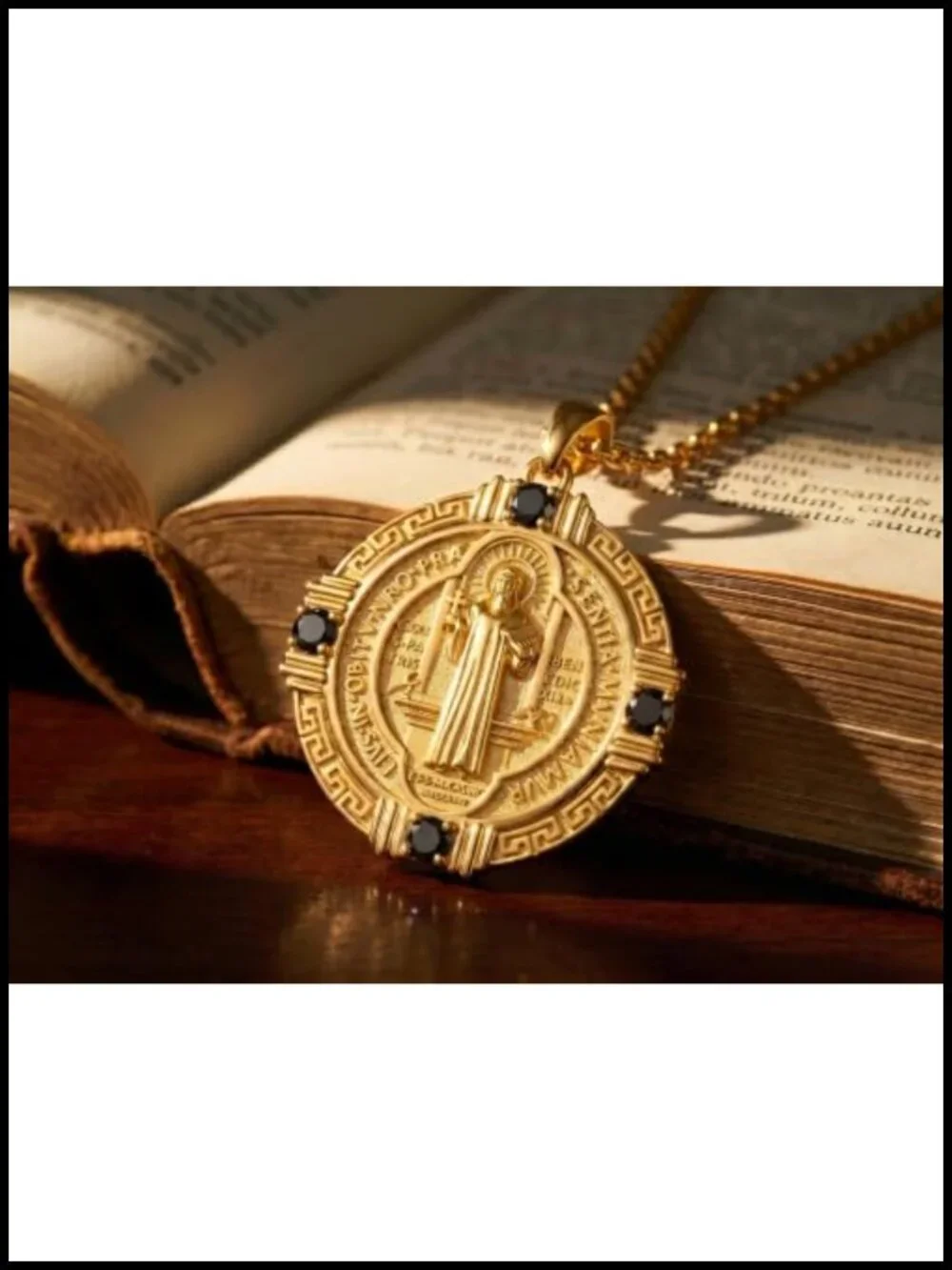 St Benedict Medal Pendant Necklace, 925 Sterling Silver Catholic San Benito